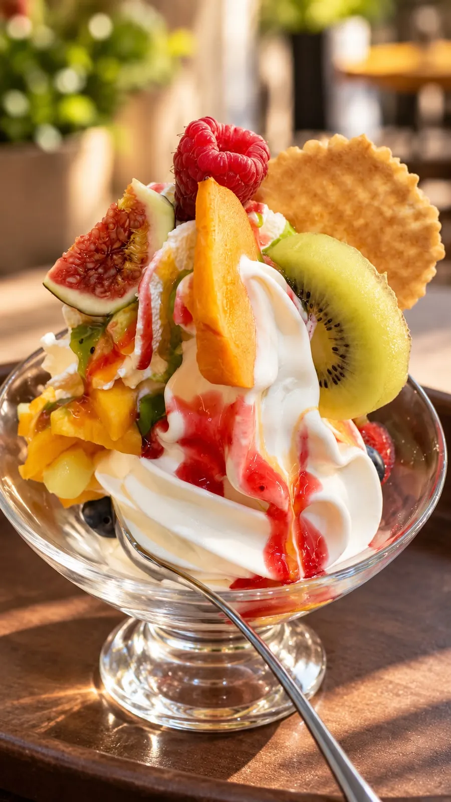 Fruchtbecher mit Kiwi, Feige und Eis